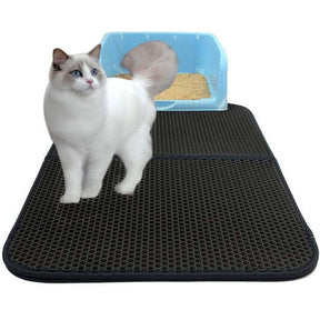 pets : Kattenbak Mat - Hygiënisch Innovatief Kattengrind Opvang - Siliconen in Zwart 55x75cm Opvouwbaar van Pantino