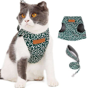 pets : Kattenvest Harnas Set Blauw - Comfortabel & Verstelbaar voor Kleine tot Middelgrote Katten in Groen van Pantino