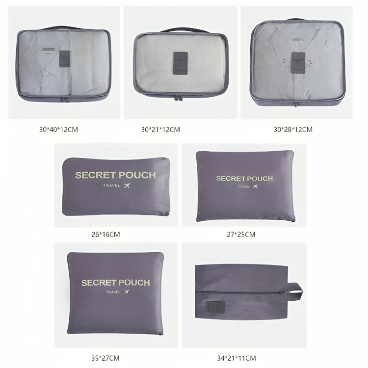 bags : Reisbagage Opbergtassenset Grijs 7-Delig - Slim Inpakken Reis - Nylon in van Pantino