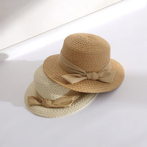 Bucket Hat : Hoed Khaki - Strik Grote Rand Stro Emmer in van Pantino