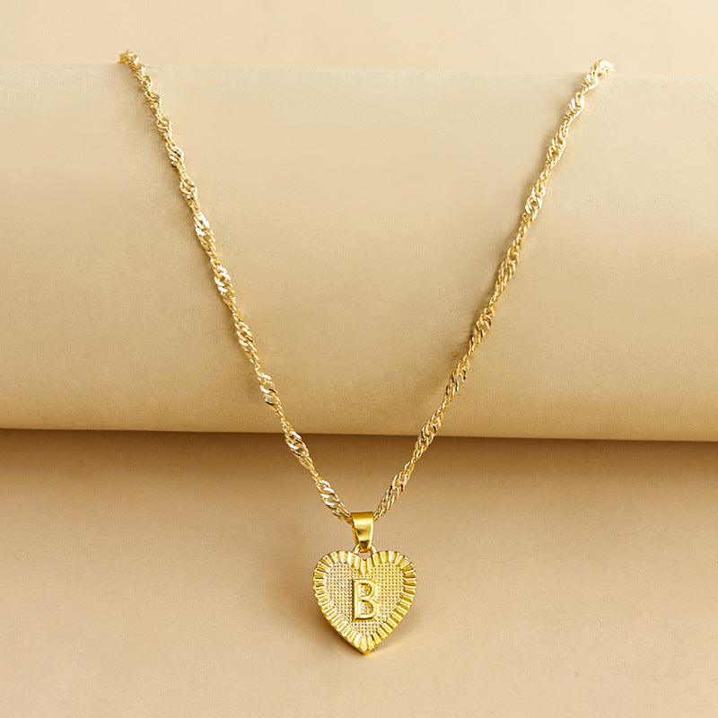 Necklace : Initiaal Hart Hanger in Gold B van Pantino