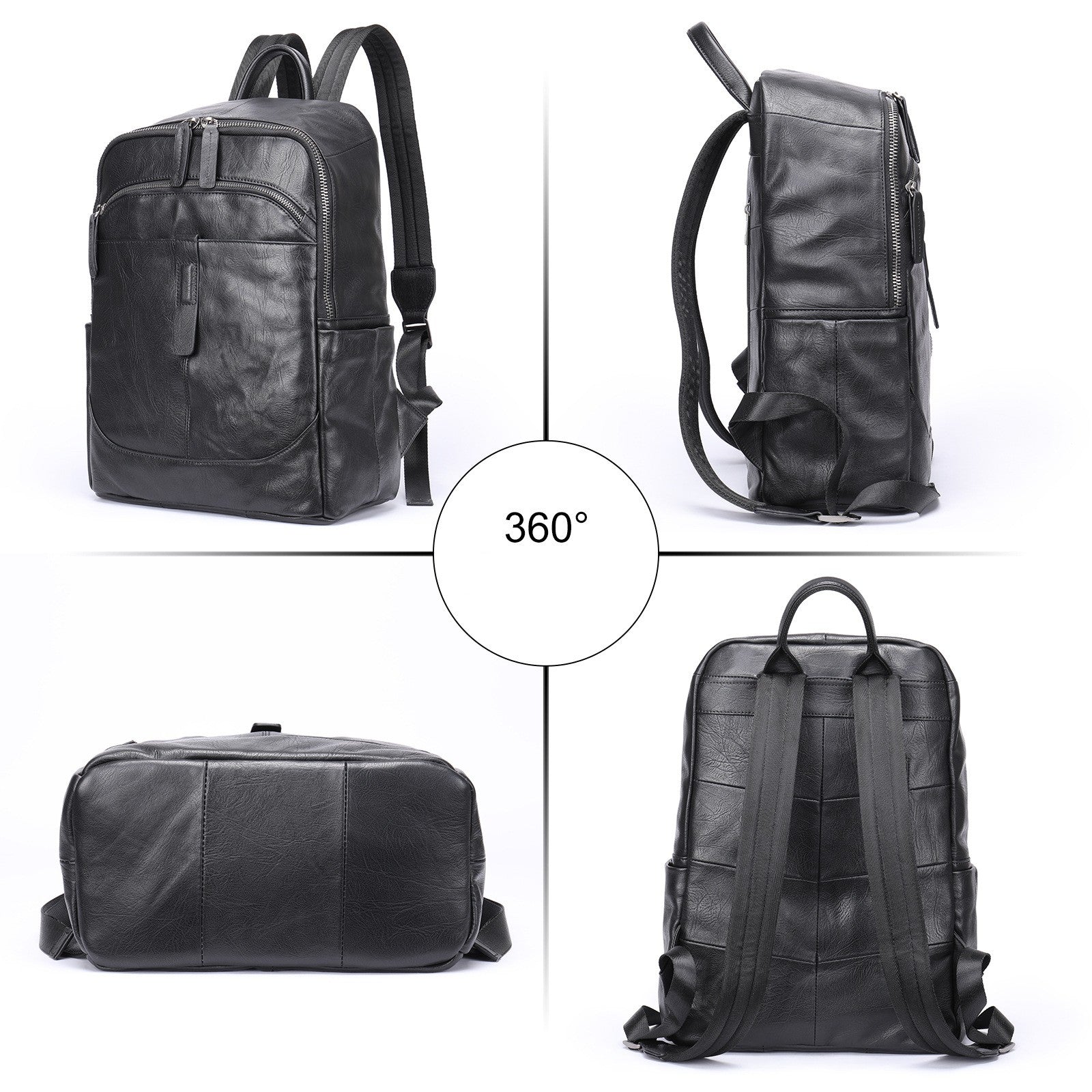 bags : Rugzak Zwart - Executive Craft Lederen in van Pantino
