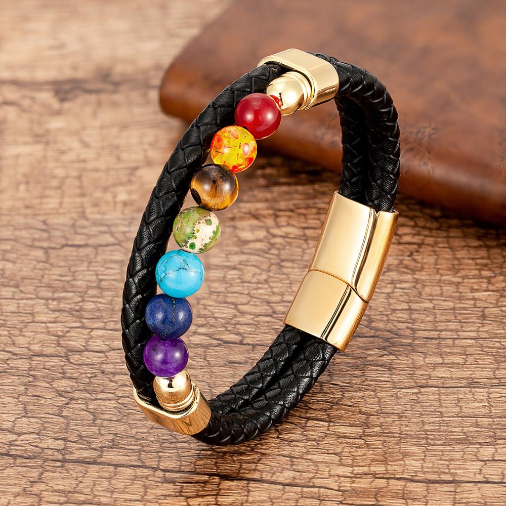Bracelet : Chakra Armband Goud - Energie Balans Spiritueel - Kristal in Dubbel Goud van Pantino
