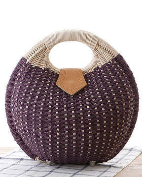 bags : Rotan Schoudertas Dames Wit - Handgeweven Bohemian Stijl in Paars van Pantino