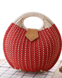 bags : Rotan Schoudertas Dames Wit - Handgeweven Bohemian Stijl in Rood van Pantino