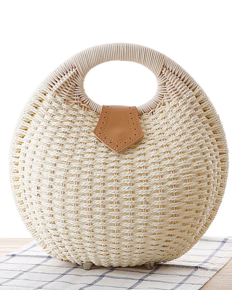 bags : Rotan Schoudertas Dames Wit - Handgeweven Bohemian Stijl in Wit van Pantino