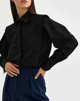 women's blouse : Dames rechte blouse met meerdere knopen in diverse kleuren in Zwart van Pantinoshop