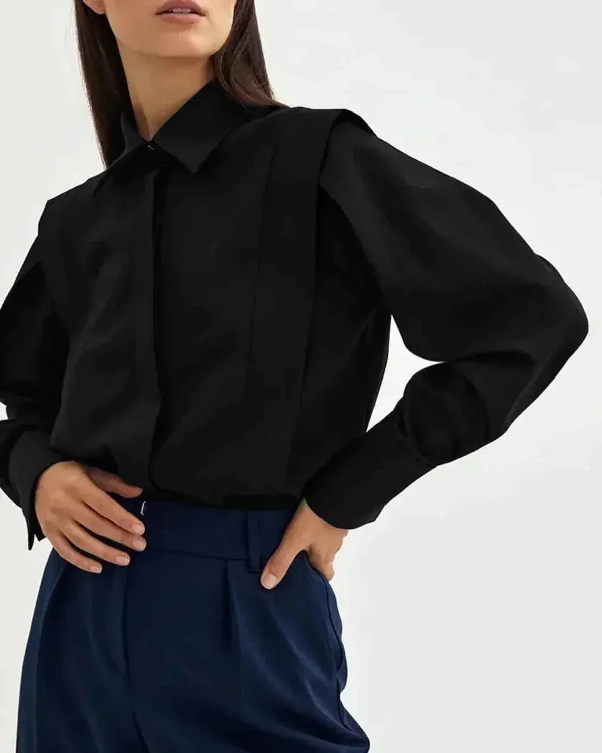 Dames boxy blouse met meerdere knopen, diverse kleuren