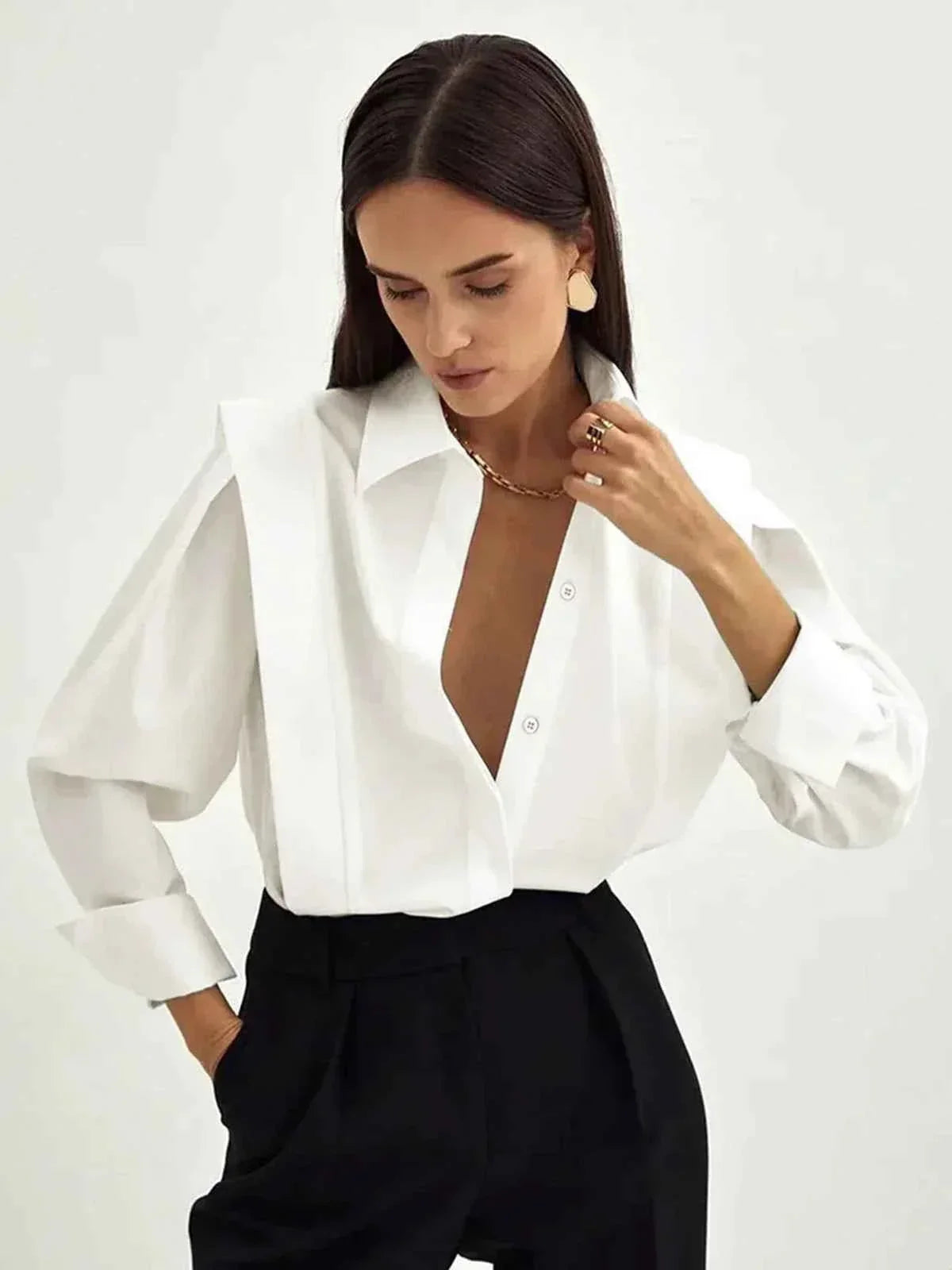 Dames boxy blouse met meerdere knopen, diverse kleuren