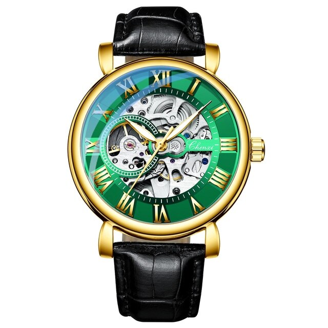 watches : Cheno Horloge Heren - Horloge - Gouden Zwart in Gouden Groen van Pantino