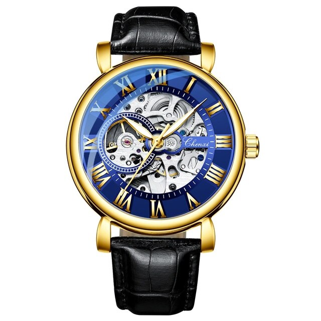 watches : Cheno Horloge Heren - Horloge - Gouden Zwart in Gouden Blauw van Pantino