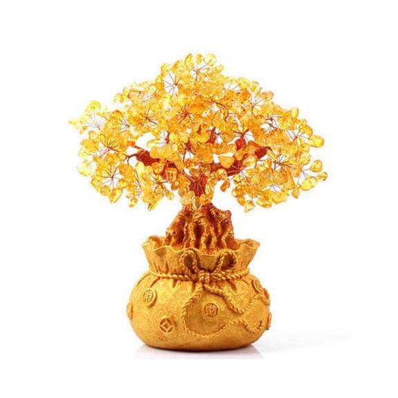 home & garden : Citrien Geldboom Ornament - Edelsteen Feng Shui Decoratie - Edelsteen in 18 cm van Pantino