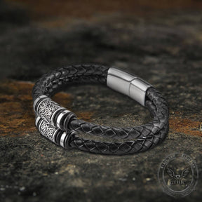 Bracelet : Classic Braided Stainless Steel Leather Bracelet in van Pantino