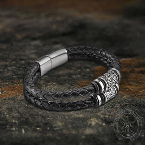 Bracelet : Classic Braided Stainless Steel Leather Bracelet in van Pantino