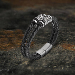Bracelet : Classic Braided Stainless Steel Leather Bracelet in van Pantino