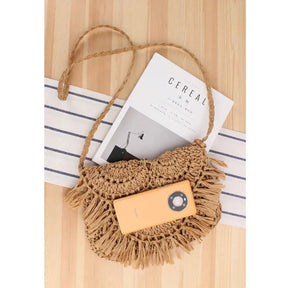 bags : Geweven Stro Clutch Dames Beige - Zomers Elegant Design - Stro in van Pantino