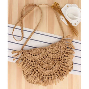 bags : Geweven Stro Clutch Dames Beige - Zomers Elegant Design - Stro in Bruin van Pantino