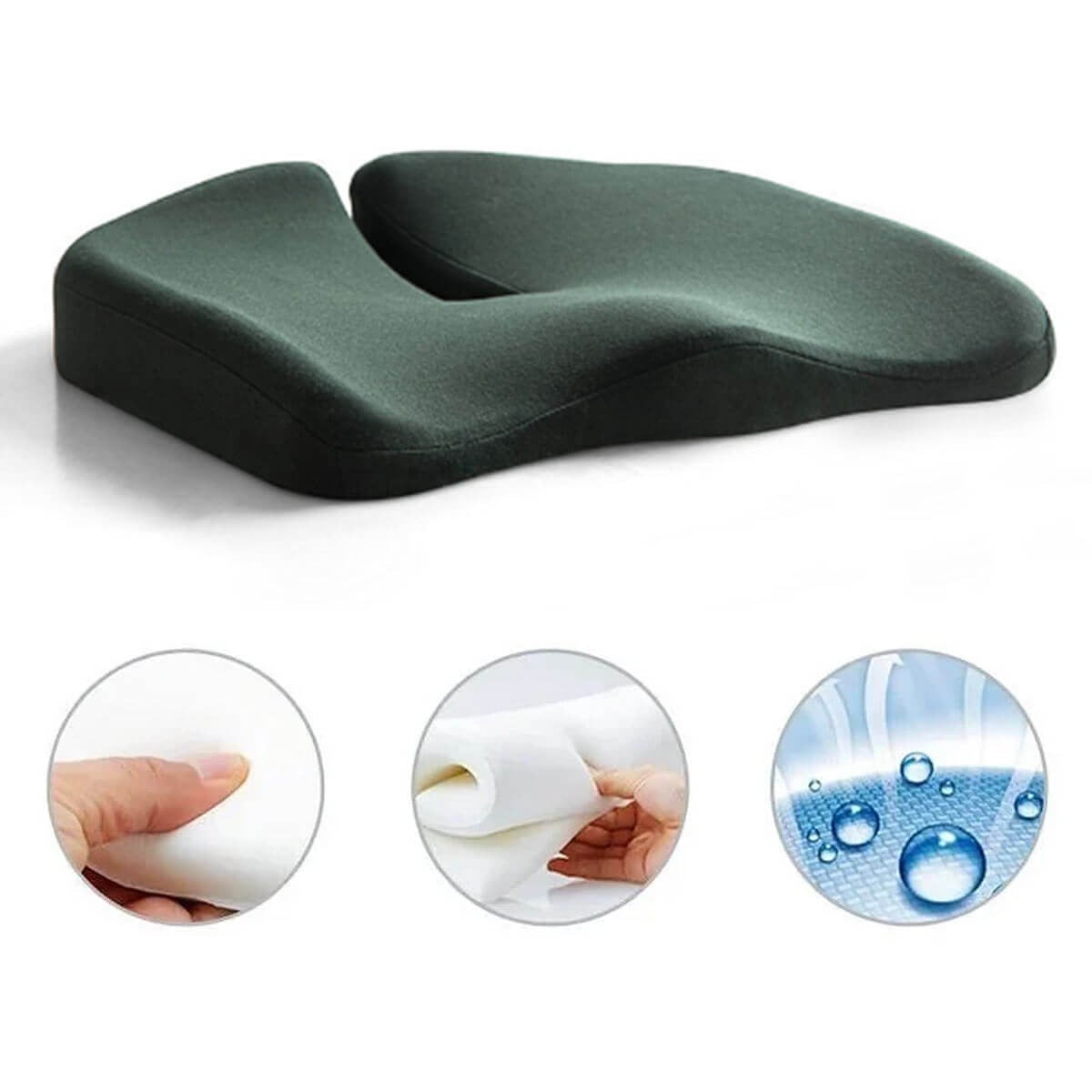home & garden : ErgoComfort - Ergonomisch Zitkussen - Donkergrijs in Groen van Pantino