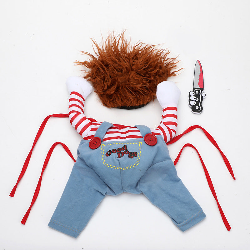 pets : Chucky Honden Kostuum - Grappig Halloween Verkleedpak voor Kleine tot Grote Honden in van Pantino