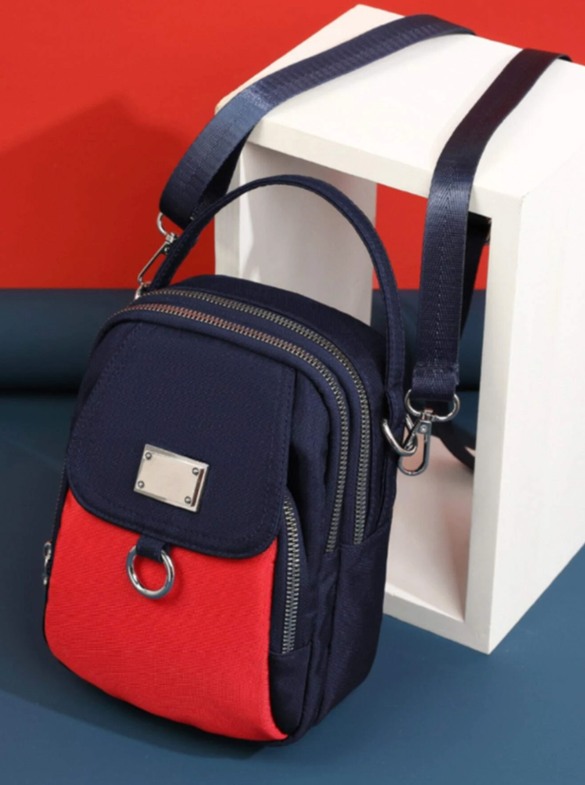 bags : Crossbody Tas Blauw - PhoneBag - Telefoonhoesje met Rits voor in van Pantino
