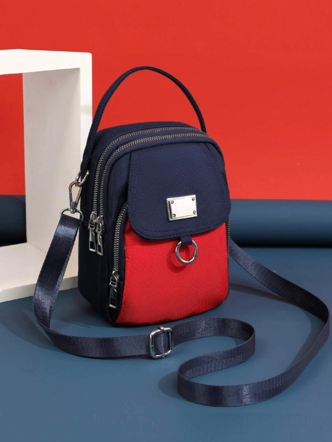 bags : Crossbody Tas Blauw - PhoneBag - Telefoonhoesje met Rits voor in van Pantino