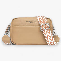 bags : CrossbodyBag Dames - Leren Damestas Zwart (Nog 2 op Voorraad) in Khaki van Pantino