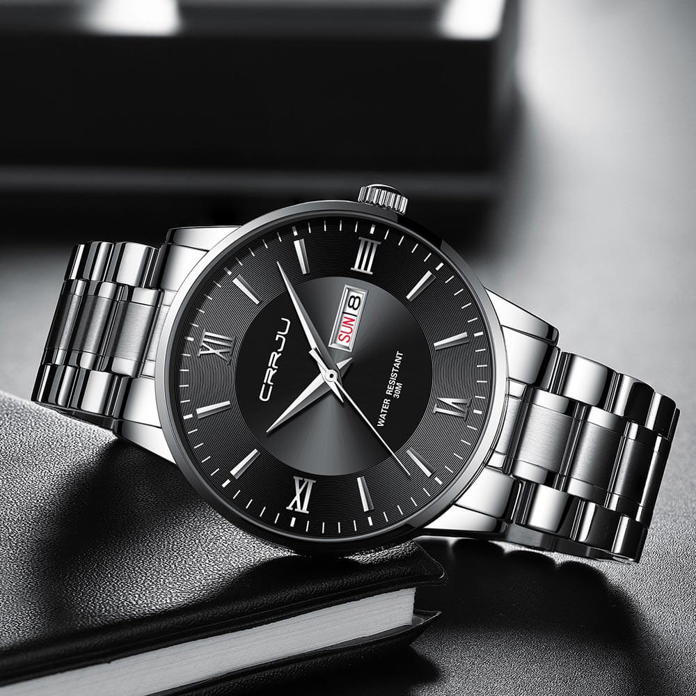 watches : Heren sporthorloge zwart - Waterdicht siliconen chronograaf met datum en stopwatch in van Pantino