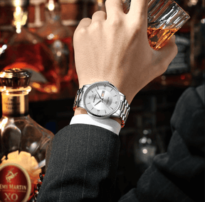 watches : Heren sporthorloge zwart - Waterdicht siliconen chronograaf met datum en stopwatch in van Pantino