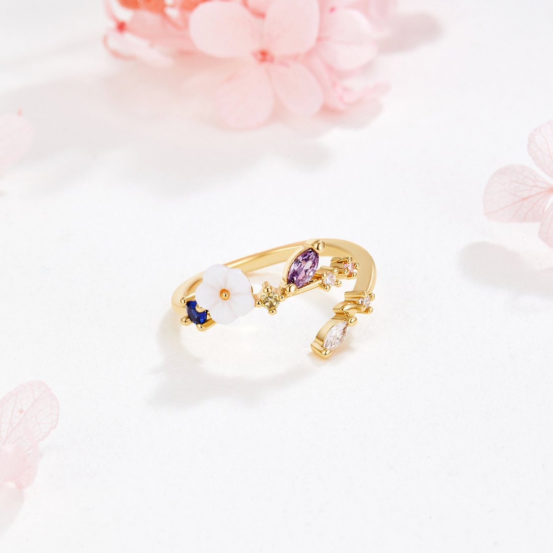 Ring : Ring Roze - Antira Blossom in van Pantino