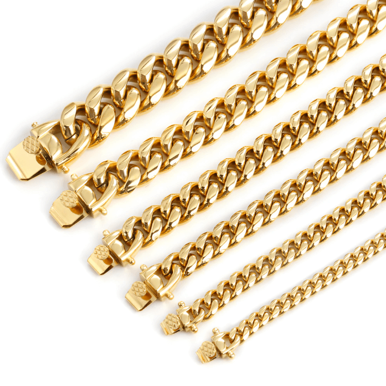 Necklace : Ketting Heren Groen - Cubaanse Chain Roestvrij Staal in van Pantino