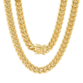Necklace : Ketting Heren Groen - Cubaanse Chain Roestvrij Staal in van Pantino