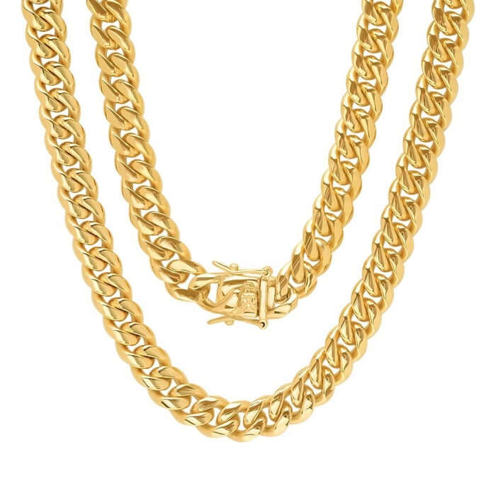 Necklace : Ketting Heren Groen - Cubaanse Chain Roestvrij Staal in van Pantino