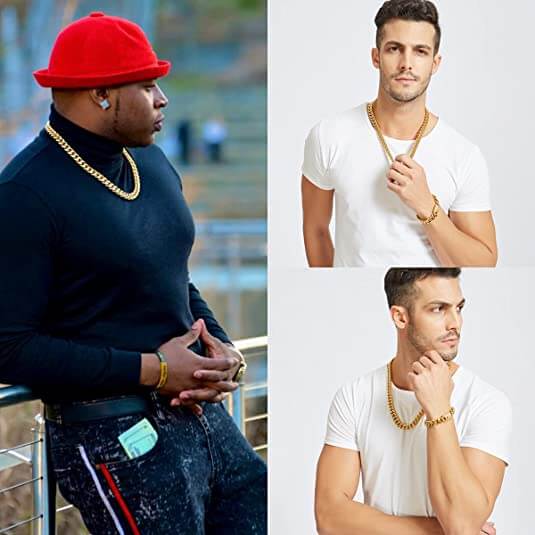 Necklace : Ketting Heren Groen - Cubaanse Chain Roestvrij Staal in van Pantino