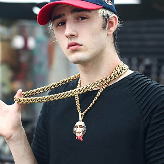 Necklace : Ketting Heren Groen - Cubaanse Chain Roestvrij Staal in van Pantino