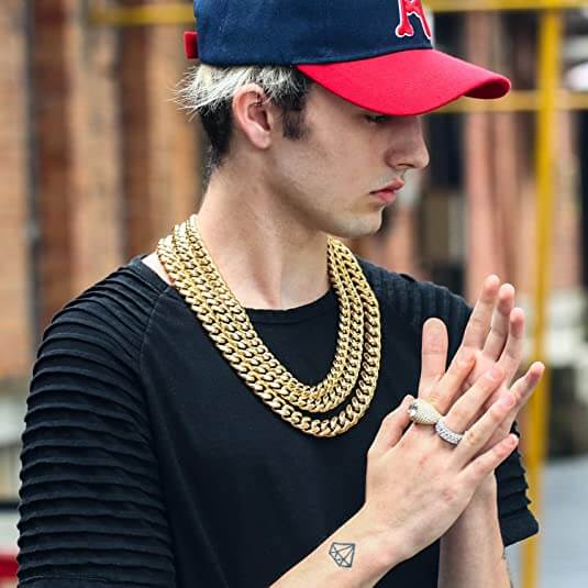 Necklace : Ketting Heren Groen - Cubaanse Chain Roestvrij Staal in van Pantino