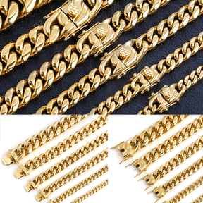 Necklace : Ketting Heren Groen - Cubaanse Chain Roestvrij Staal in van Pantino