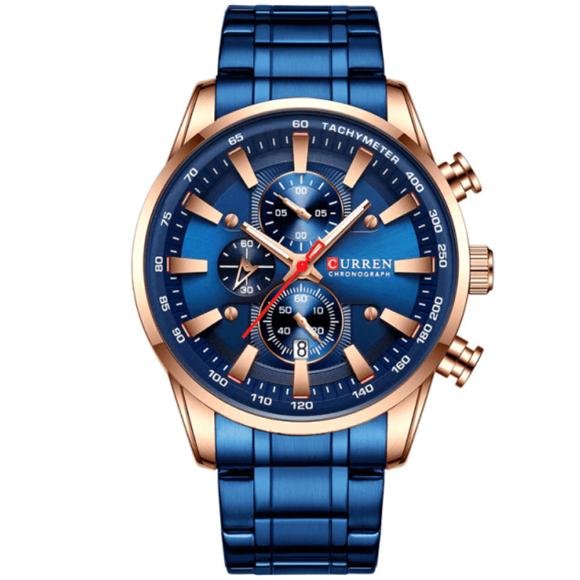 watches : Horloge Heren Roségoud Blauw - Curren Zakelijk in Roségoud Blauw van Pantino