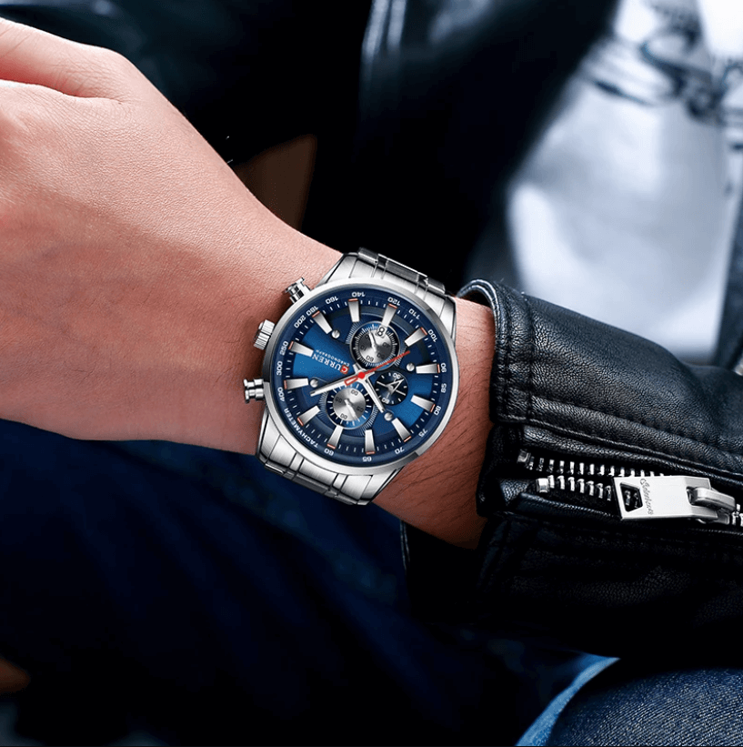 watches : Horloge Heren Roségoud Blauw - Curren Zakelijk in van Pantino