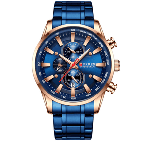 watches : Horloge Heren Roségoud Blauw - Curren Zakelijk in Roségoud Blauw van Pantino