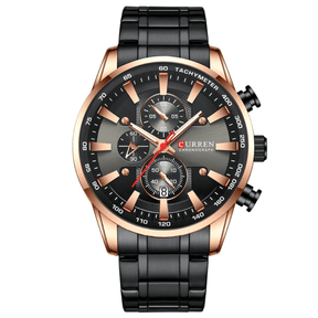 watches : Horloge Heren Roségoud Blauw - Curren Zakelijk in Rose Goud Zwart van Pantino
