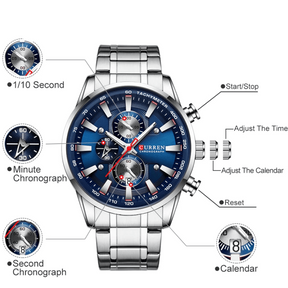 watches : Horloge Heren Roségoud Blauw - Curren Zakelijk in van Pantino