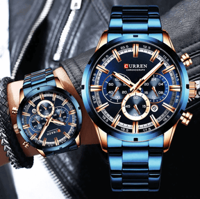 watches : Horloge Heren Roségoud Blauw - Curren Zakelijk in van Pantino