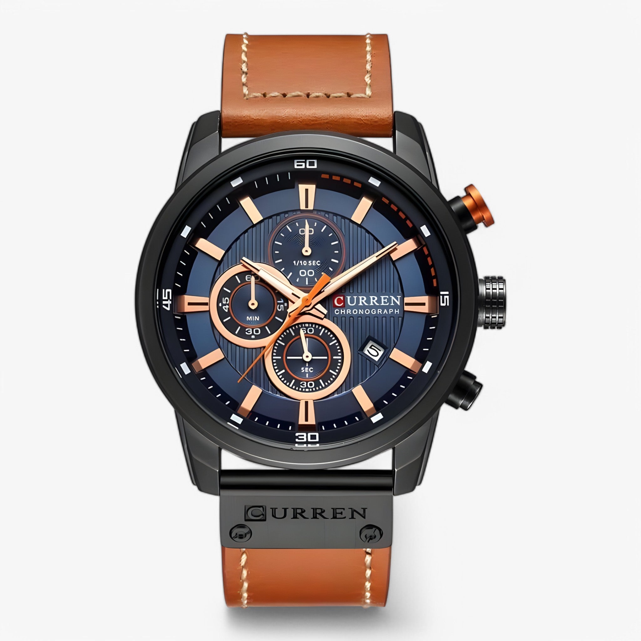 watches : Horloge Roségoud Zwart - Sport Polshorloge in Oranje blauw van Pantino