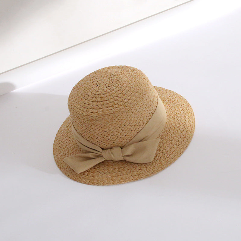 Bucket Hat : Hoed Khaki - Strik Grote Rand Stro Emmer in Khaki van Pantino