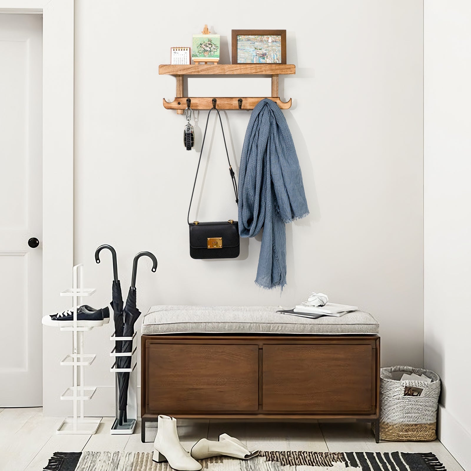 home & garden : Wandrek met Kapstok Fluweel - Vintage Wit in van Pantino