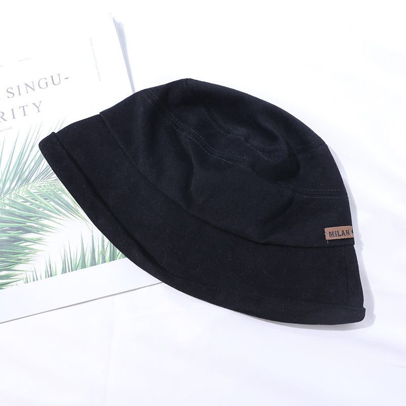 Bucket Hat : Eenvoudig Stiksel Emmer - Beige in Zwart van Pantino