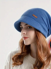 Hat : Modieuze Muts Dames - Fleece Warm Trendy Winter - Fleece in Blauw van Pantino