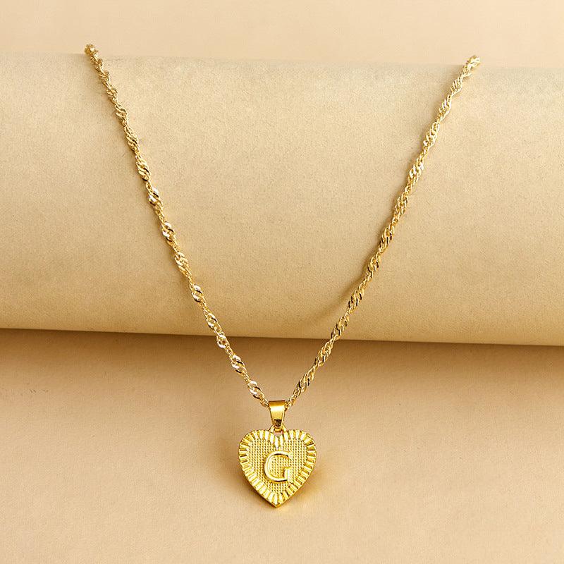 Necklace : Initiaal Hart Hanger in Gold G van Pantino