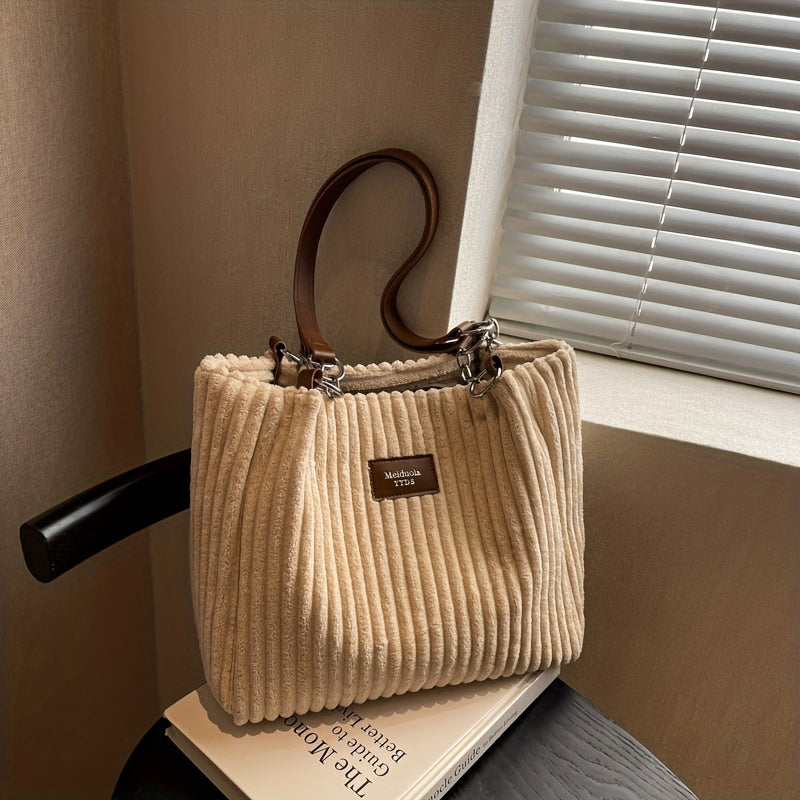 bags : S.f.y. - Modieuze Corduroy Kettingtas - Khaki in van Pantino