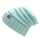 Bonnet tricoté décontracté vert clair - Style hivernal relax - Acrylique